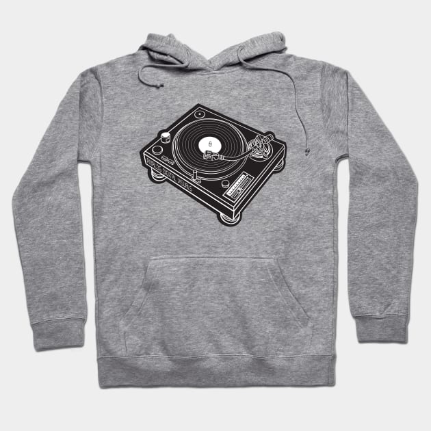 Turntable (White Lines & Black Drop Shadow) Analog / Music Hoodie by Analog Digital Visuals